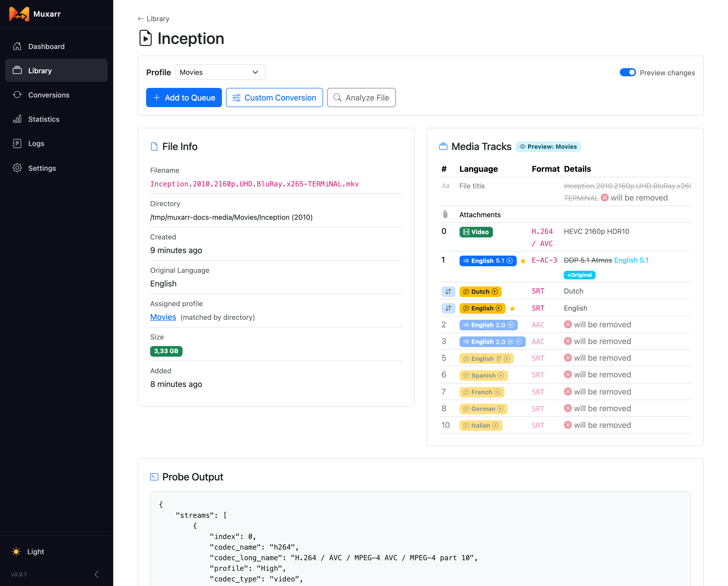 File details with the preview of planned changes